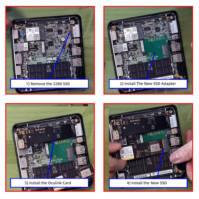 2280 PCI-E 5.0 4.0 M.2 M-Key NVME to Oculink SFF-8612 SFF-8611 & SSD Host Adapter with for NUC15 Pro Mini PC Computer Slim Type NUC15CRK Slim Type NUC15CRK Kit