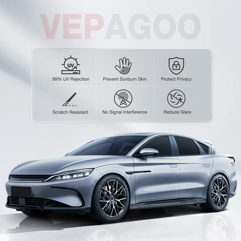 Vepagoo Car Window Tint Film 5% VLT- 30" in 15'Ft Ceramic Privacy Window Tint, Blocks UV/IR Rays, Heat & Glare - Scratch Resistance Car Window Film 30in x 15ft