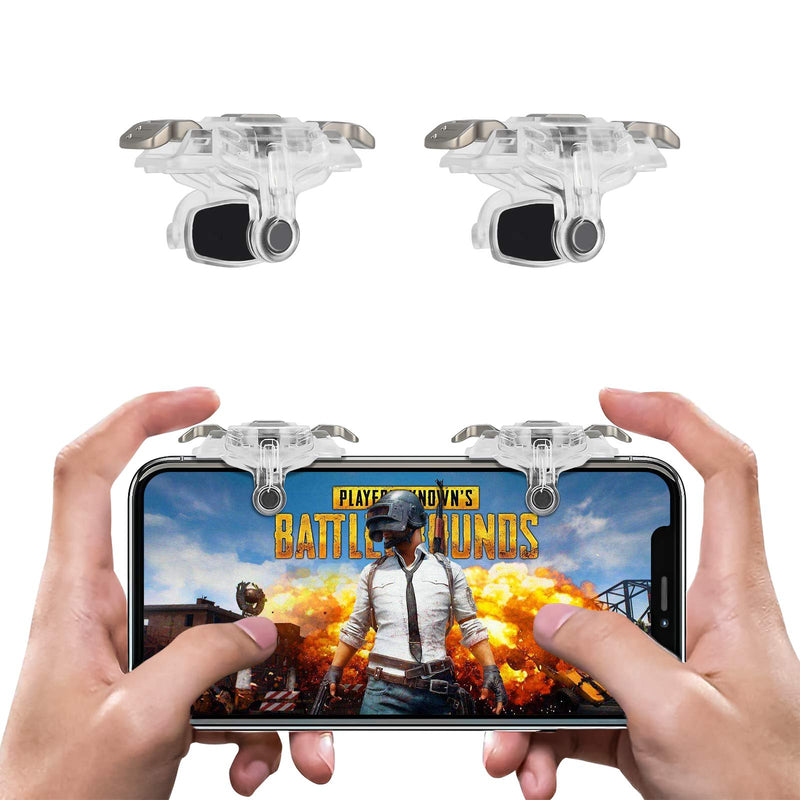 PUBG Mobile Game Controller Trigger,Upgrade Version PUBG Mobile Game Trigger Double Sensitive Aim Shoot Keys Buttons for Rules of Survival/Knives Out Triggers for All Smartphone-Transparent Transparent