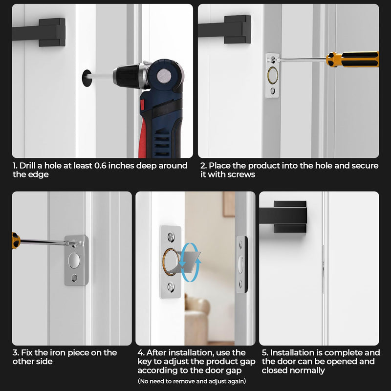 Silent Ball Catch, Adjustable Strong Magnet Door Catch，Using Noise Free, Replacing Door Ball Catch, with Identical Installation Dimension(8 Pack, Silver) 8Pack