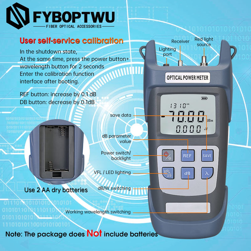 1pc 3 in 1 Function Fiber Optic Tester Portable Optical Power Meter (FC/SC/ST) & VFL-10 Visual Fault Locator & LED Lighting, OPM & VFL Fiber Optic Tester, Range: (-70) dBm ~ (+10) dBm