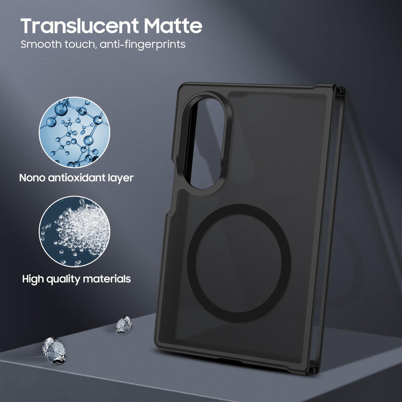 MAKAVO Magnetic for Samsung Galaxy Z Fold 8 Case, for MagSafe, Black | Compatible with MagSafe, Slim Translucent Matte Finish, Hard PC Back & Soft TPU Bumper, Shockproof Protection