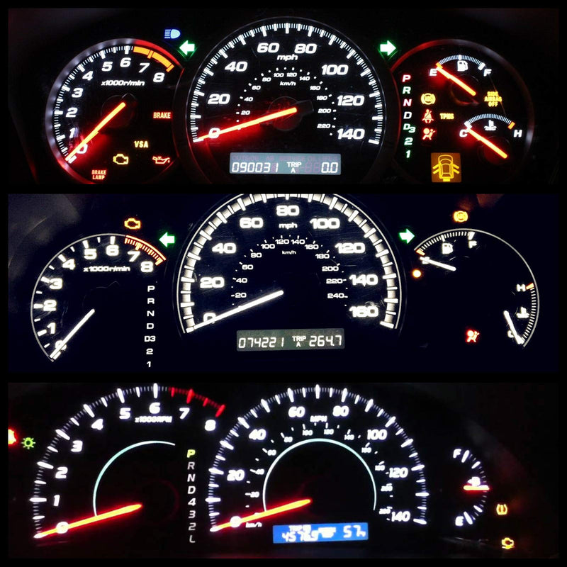 WLJH 74 Led Bulb Dash Lights Super Bright T5 2721 37 70 286 Wedge PC74 Twist Socket Automotive Instrument Panel Gauge Light Kits Cluster Shift Indicator Bulbs White Pack of 20