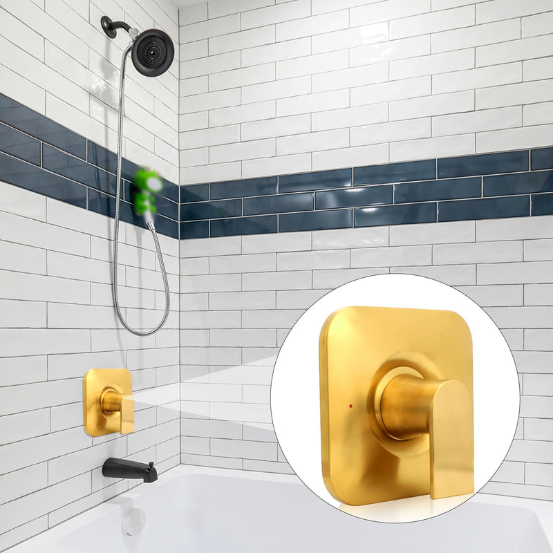 BOXOB Shower Trim Kit Replacement for Moen, Metal Shower Faucet Handle Posi-Temp Pressure-Balancing Valve Compatible with Moen 2570 2590 2510 2520(Valve Plug and Seat Not Included, Gold-Tone)