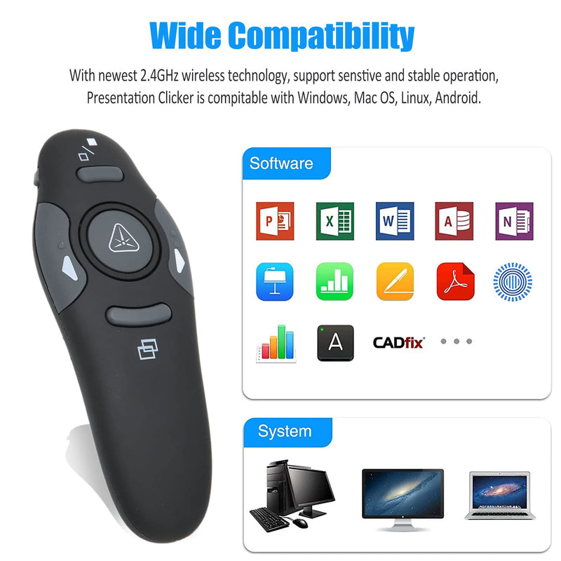 Presentation Clicker, Presenter Remote Clicker for Presentation Remote, PPT Clicker 2.4GHz USB Presentation Clicker for Computer, Laptop,