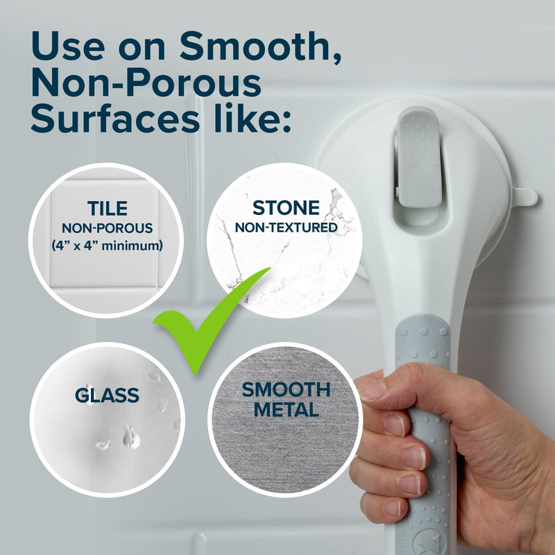 SlipX Solutions 17” Safe Grip Shower Grab Bar, Extra Long Suction Cup Handicap Grab Bars for Seniors, Heavy Duty PryLock Suction Cups for Bathtub, Bathroom Accessories No-drill No Tools Removeable (2) 2