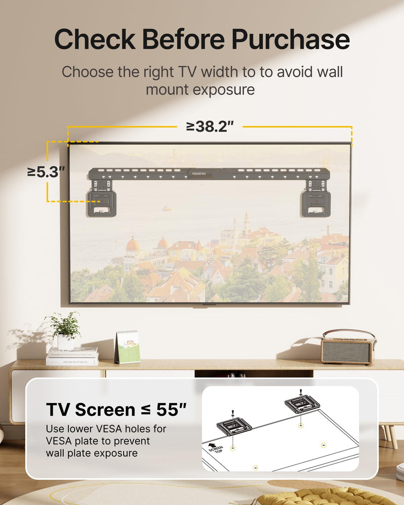 monTEK 0.35'' Ultra Slim TV Wall Mount for 50-100 Inch Flat & Frame TVs | up to 165 lbs, Low Profile Flush TV Mount, Micro Gap TV Bracket, Max VESA 850x800mm, Fits 16’’/18’’/24’’/32’’Studs 50-100 Inch TVs