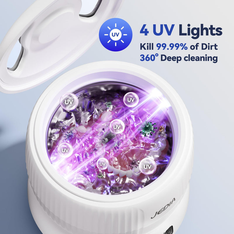 Ultrasonic Retainer Cleaner Machine with 4 Modes – 45kHz 180ML Ultrasonic Cleaner for Retainer,Denture,Mouth Guard,Ring,Jewelry,Leak-Proof Detachable Tank & Base, Easy-to-Clean Orange