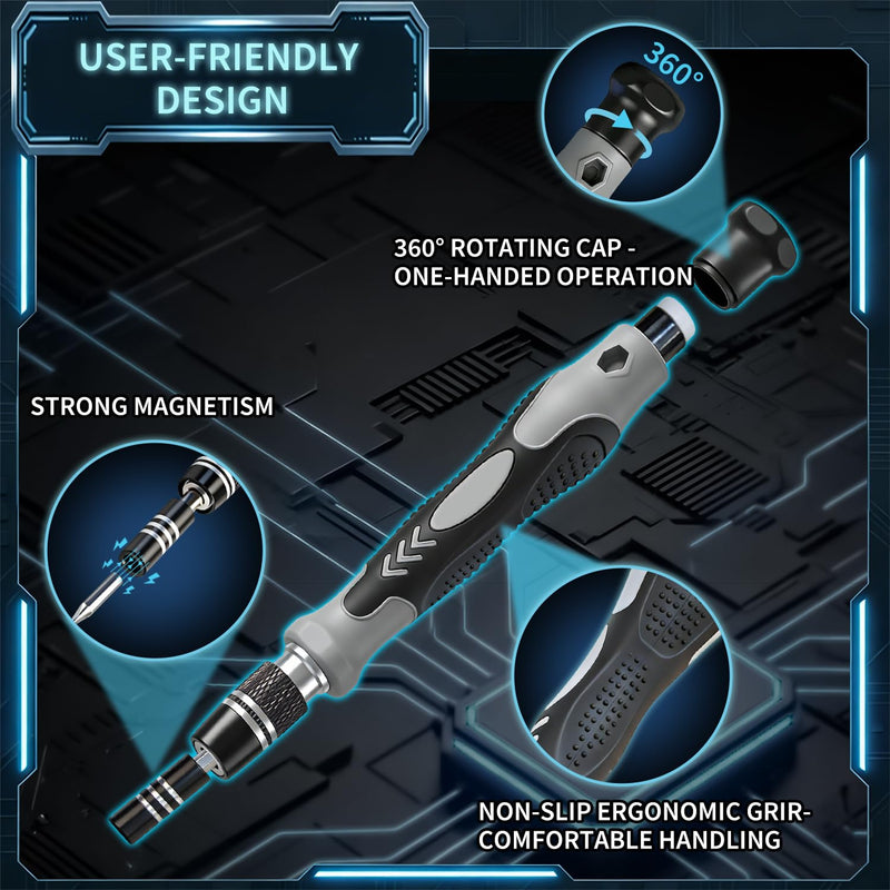 SHOWPIN 122 in 1 Precision Computer Screwdriver Kit, Laptop Screwdriver Sets with 101 Magnetic Drill Bits, Computer Accessories, Electronics Tool Kit Compatible for Tablet, PC, iPhone, PS4 Repair Grey