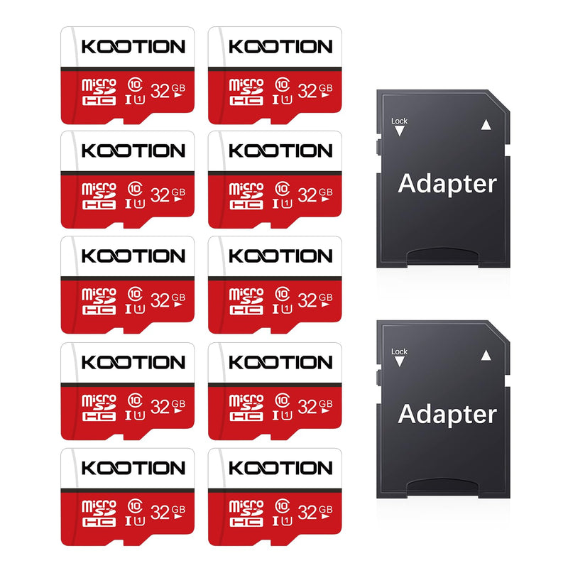 KOOTION 32GB Micro SD Cards 10-Pack, UHS-1 TF Flash Memory Card, U1, Class 10 microSDHC Card with Adapter 10 Pack