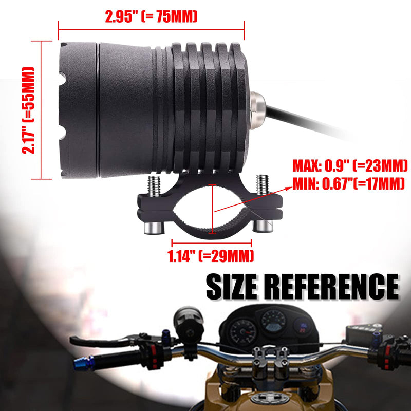  [AUSTRALIA] - Motorcycle Driving Lights 12-60V 40W 3600LM LED Fog Lights for ATV UTV Bike Car Truck Boat Forklift Waterproof LED Spotlights with 6 Light Beads High Low Strobe Beam Switch Universal (Black 2) Black 2