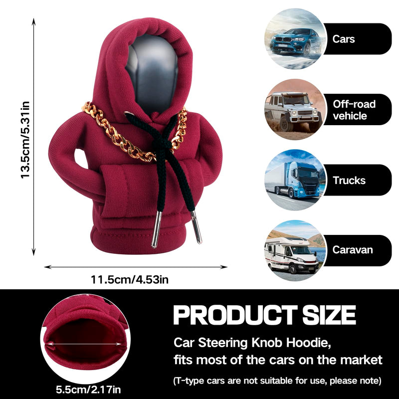 Gear Shift Hoodie, Funny Car Gear Shift Cover, Cute Car Shift Knob Hoodie, Automotive Interior Accessories, Universal Fit Knob Cover Gift (Red) Red