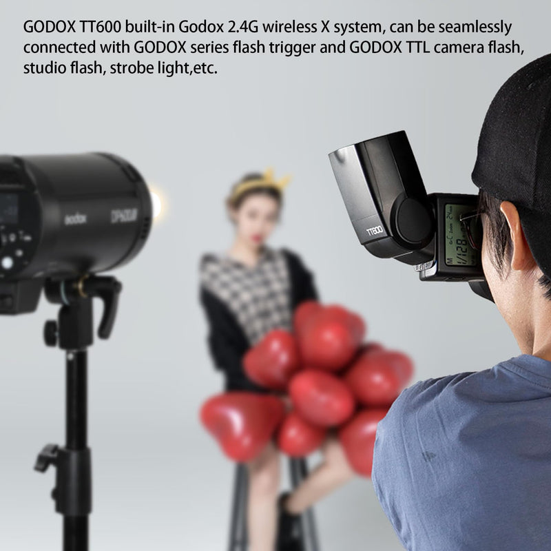 Godox TT600 2.4G Wireless Flash Speedlite Master/Slave Flash with Built-in Trigger System Compatible for Canon Nikon Pentax Olympus Fujifilm Panasonic (TT600)
