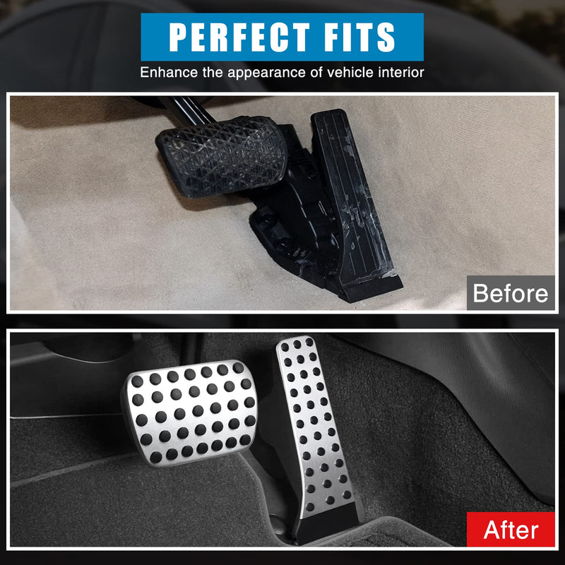 Gas & Brake Pedal Cover: Brushed Stainless Steel with Rubber Non-Slip Foot Pedals Pads Compatible with 2007-2022 Mercedes-Benz C/E/S/SL/SLK/CLS/CLC/GLE/GLS/GLK X204 Benz-2