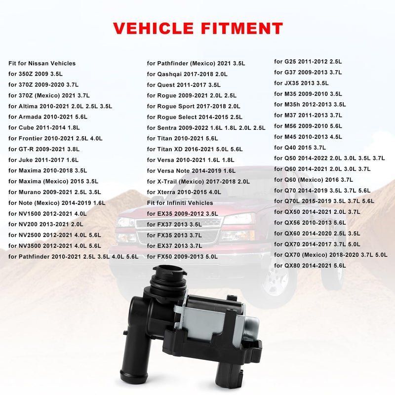 14935-JF00A 911-504 EVAP Vapor Canister Purge Valve Solenoid for Infiniti 2014-2024 Q50 QX50 QX60 QX80, for Nissan Altima Rogue Sentra Frontier, for Pathfinder Versa Murano Armada Maxima # 14935AM60B 14935-JF00A
