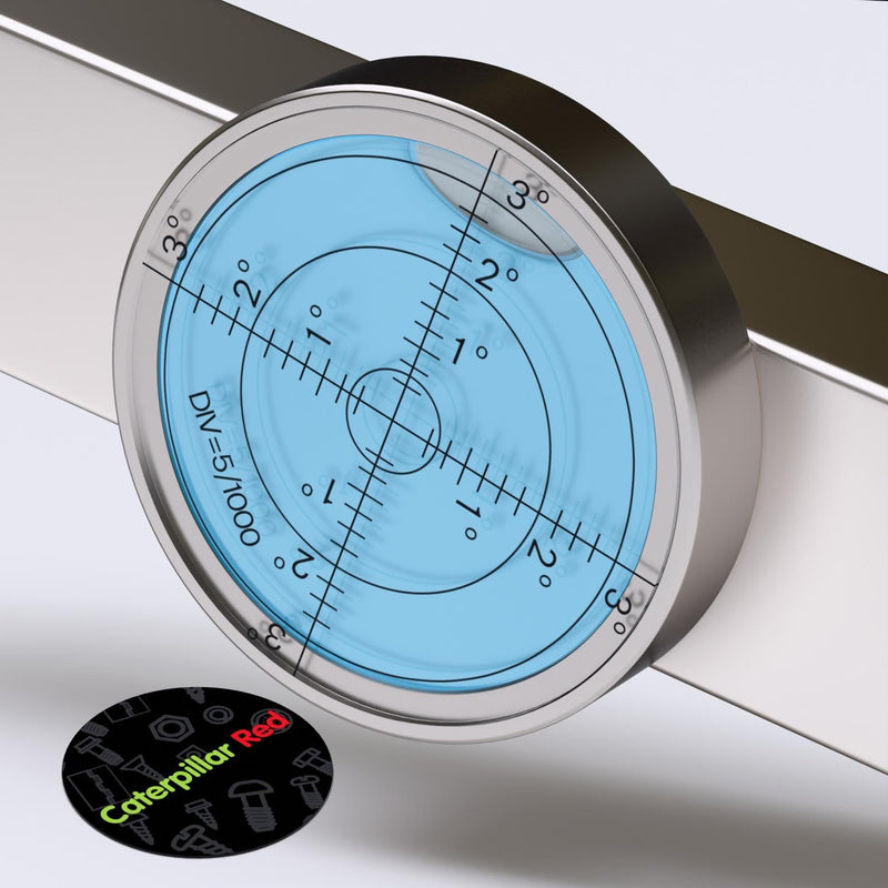 Magnetic Metal Large Spirit Bubble Level 60mm Diameter, (2 23/64 in), Degrees, Circular, Surface Level - Metal Housing, Blue/Silver