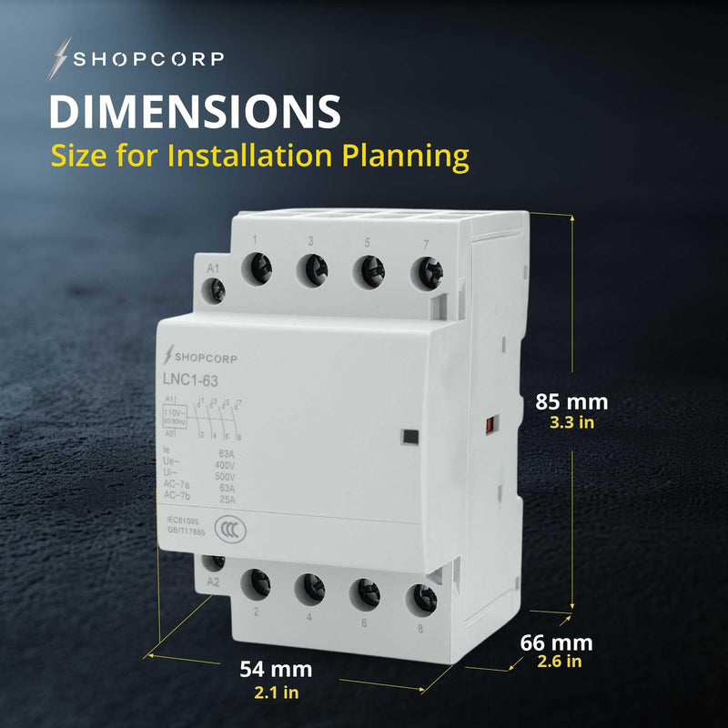4 Pole Contactor 120v Coil Normally Open (NO) 60 amp IEC 400V AC Contactor - 110/120VAC Coil, Motor Load 40a and Lighting Load 60A, Silent Operation with Mounting Base for DIN Rail 1 Pack