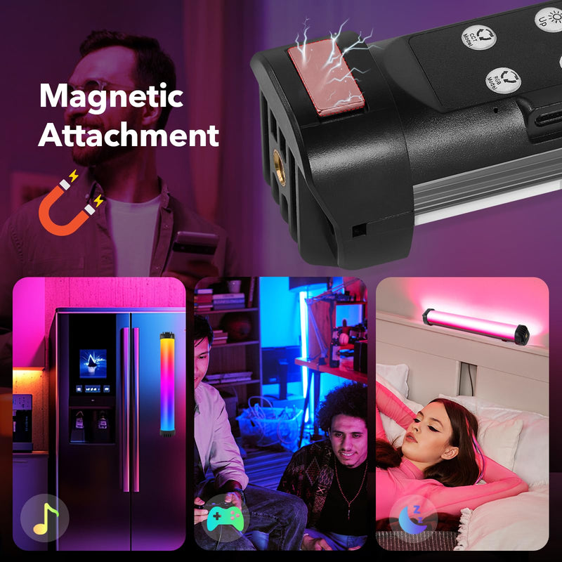 Handheld RGB Light Wand, Photography Light Wand, 2500-9000K Dimmable CRI 95+, Rechargeable Tube Light with Magnetic Attraction for Photography Vlog TIK Tok