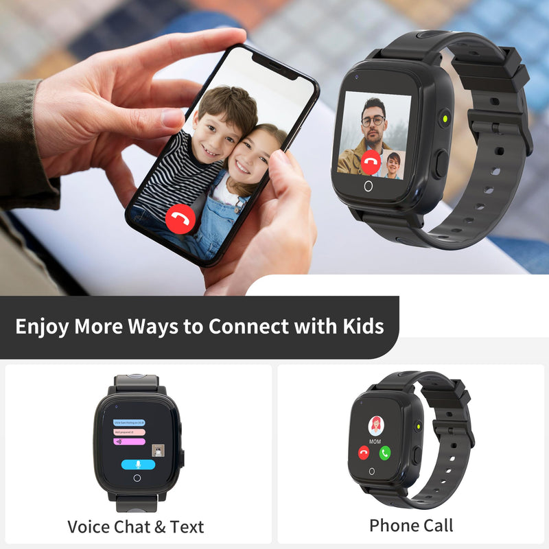 Kids Watch with GPS Tracker, Kids Smart Watch Boys with Video Call Alarm SOS Call Camera Pedometer Stopwatch Caculator Flashlight Birthday Gifts Toys for Boys Age 3-12 Black