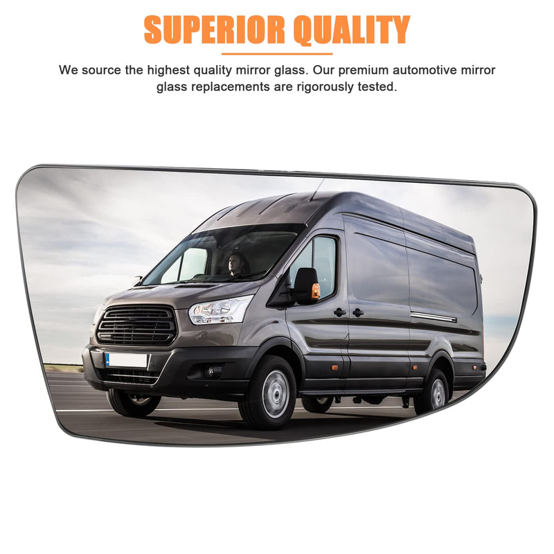 Compatible With Ford Transit T150 T250 T350 2015 2016 2017-UP Passenger Right Side Mirror Glass, Lower Tow Mirror with backing plate, Replace BK3Z17K707B Lower - Passenger Side (Right)