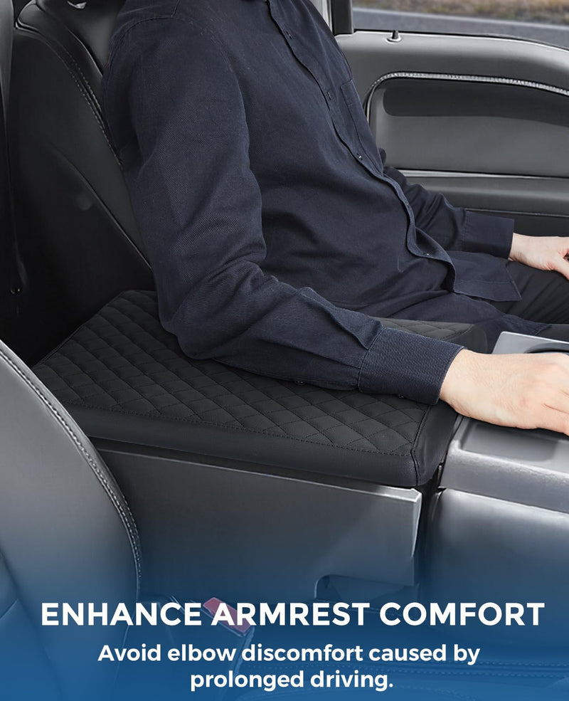 ISSYAUTO Center Console Cover Compatible with 2015-2023 2024 F150, 2017-2023 2024 F250 F350 F450 with 40/20/40 Jump Seat, Leather Armrest Cover Center Console Cushion (Jump Seat Only) A: Black Leather (15-24 F150&17-24 F250 Jump Seat)