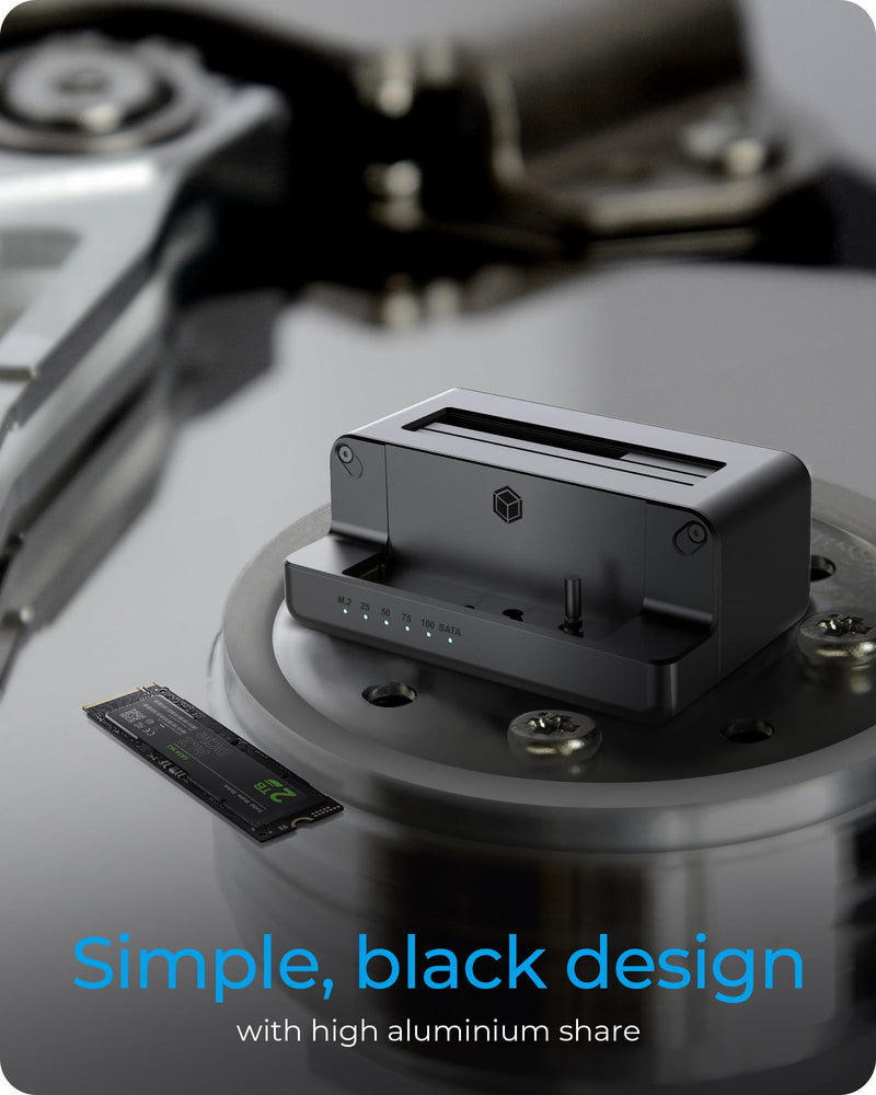 M.2 NVMe & SATA SSD/HDD Hard Drive Docking Station, ICY BOX USB-C 10Gbps M.2 NVMe&SATA Cloner&Reader, Dual Bay Hard Drive cloner for 2.5"/3.5" SSD&HDD Hard Drives, 2 Way Offline Cloning Clone Station 2 Bay Cloner