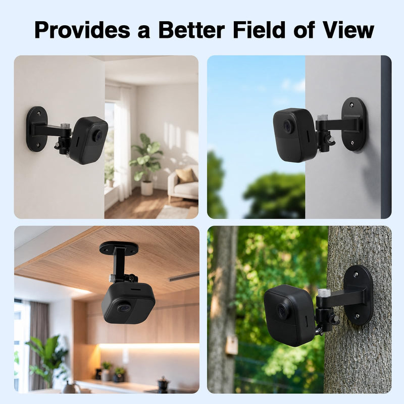 2Pack Camera Wall Mount Bracket for Ring Stick Up Cam Ring Outdoor Cam Plus Indoor Cam & Blink Outdoor Camera, 360° Adjustable Holder with Perfect View Angle for Home Security System (Black)