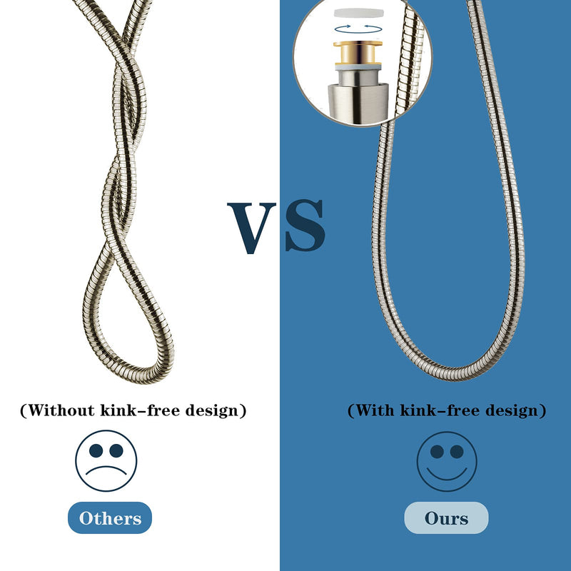 BRIGHT SHOWERS Shower Hose For Hand Held Shower Heads, 96 Inches Cord Extra Long Stainless Steel Hand Shower Hose, Ultra-Flexible Replacement Part with Brass Insert, Brushed Nickel 96 inch