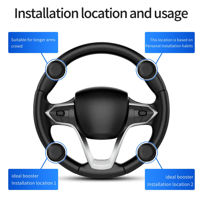 Car Steering Wheel knob Metal Sport knob Cow Leather Cover Spin Suicide knob fits Any car, Truck, Golf cart, Lawn Mower, Boat (Black Cowhide) Black cowhide