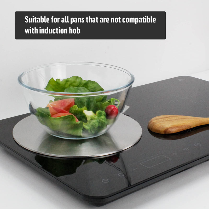 9.45inch Stainless Steel Induction Cooktop Adapter Plate, Heat Diffuser for Glass and Electric Cooktop, Detachable Handle Bakelite-detachable Handle