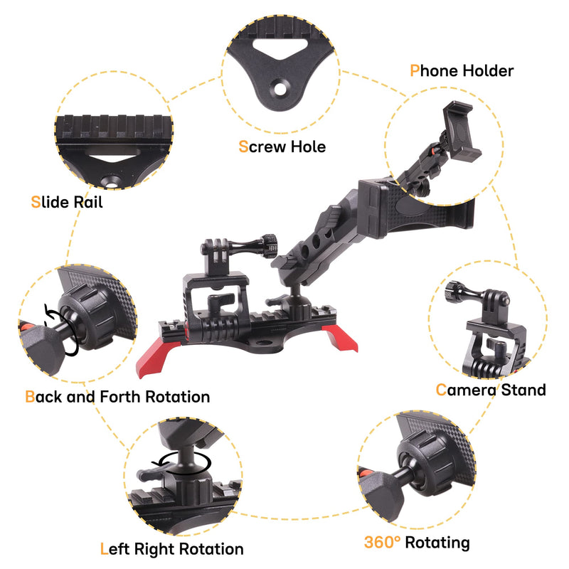 Phone & GoPro Holder-Slide Rail, Compatible with iPhone, Adjustable, Aluminum Alloy + ABS Material, Easy Installation Phone Holder - Adjustable