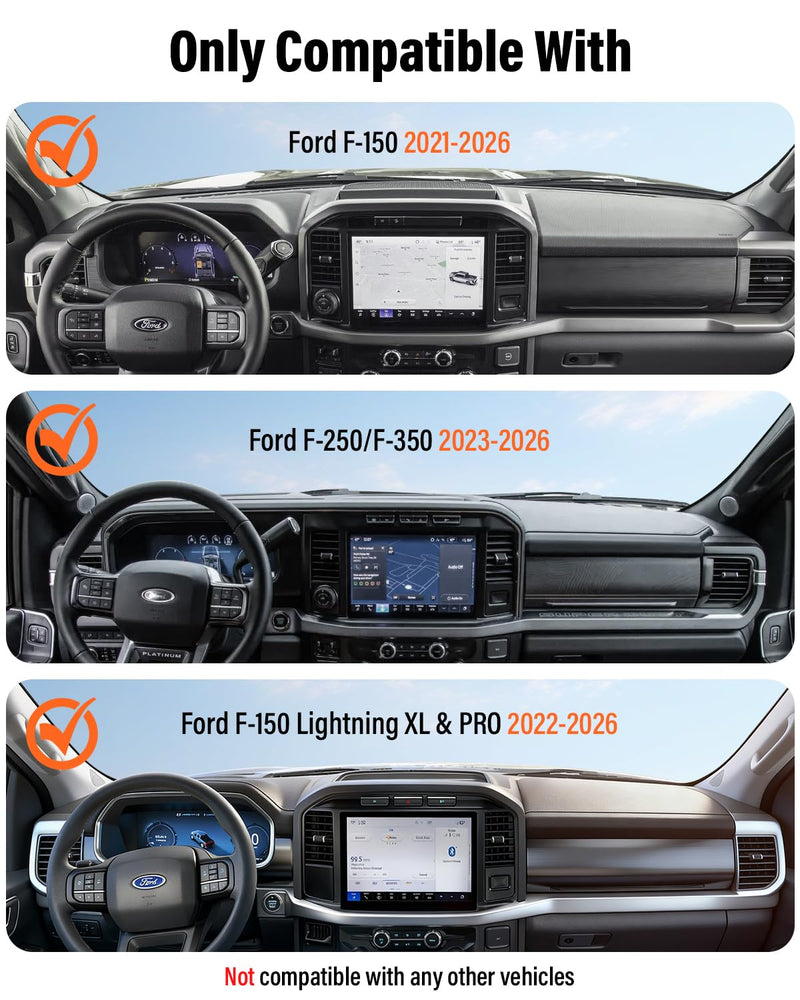 APPS2Car Metal Magnetic Phone Mount Compatible with 2021-2026 Ford F-150 | 2023-2026 Super Duty & 2022-2026 F-150 Lightning XL & PRO, 20*N55 Magnets, No Shake, No Block Airflow, fits iPhone & Android 2021-2026 F-150