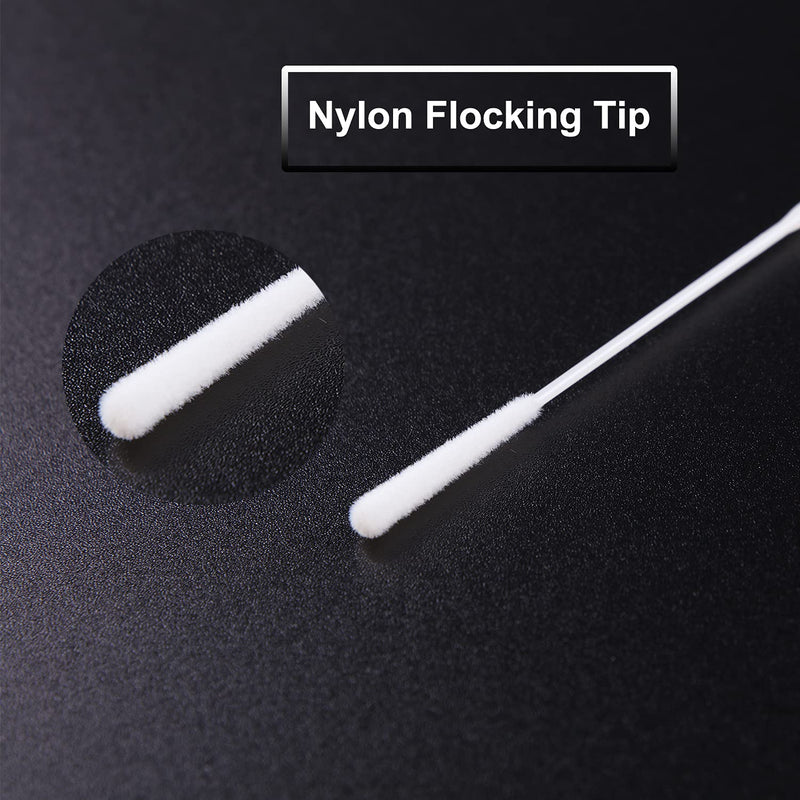 500 Pack Nasopharyngeal Nylon Specimen Flocked Swab, Nasal Swabs Sterile Nasopharyngeal Swab Individually Wrapped, Nylon Flocking Tip ABS Handle Flocked Swab for Sampling 500