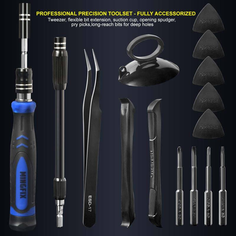 Precision Screwdriver Set with 103 Multi Bits, MINGFIX 115 in 1 Small Magnetic Repair Tool Kit for MacBook,Laptop,PC,Computers, iPhone, Electronics,PS5,PS4,Nintendo Switch, Xbox,Watches & Eye Glasses