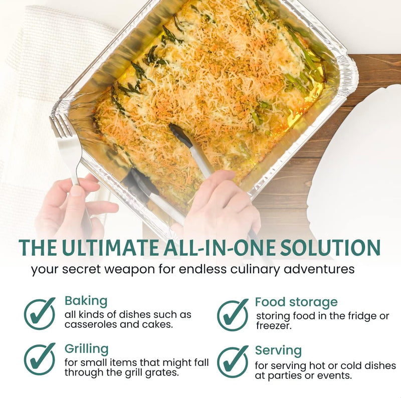 Aluminum Foil Pans 9x13 (30 Pack) - Disposable Aluminum Baking Pans With High Heat Conductivity For Grilling, Cooking, Storing, Prepping 9x13 Without Lids