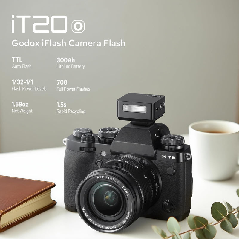 Godox iT20 O Flash for Olympus Panasonic, iT20-O Mini TTL Flash with Screen | 1.5s Recycle, 700 Full Power Flashes, USB-C Charge, Built-in Battery, GODOX iT20O iT20 O Pocket Flash Speedlight iT20-O for Olympus