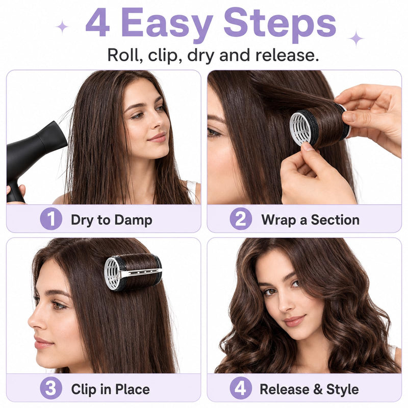 50PCS Hair Curlers Rollers with Clips Hair with 4 Sizes (60/48/36/25mm) Hair Curlers for Perfect Curls, Hot Rollers kit for long hair, Hair rollers for long hair
