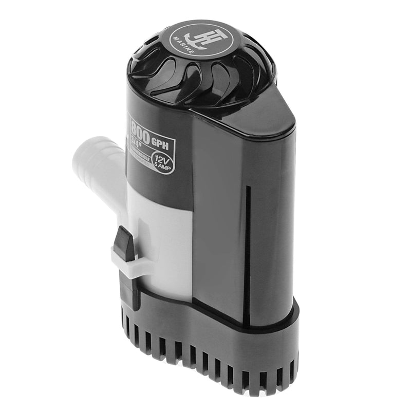 T-H Marine Automatic Bilge Pump - 800 GPH - Submersible with Built-In Float Switch - Fits 3/4 in Hose - 13.6V DC - 8 Second Shut-Off Delay - Corrosion-Resistant Marine Pump