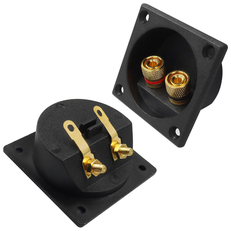 2 Pack Speaker Terminal Cup, Copper Posts 56.5mm | Copper Posts Minimal Signal Loss, Banana Plug Spade Connect, 56.5mm 50mm Cutout Standard, Four Screws Firm Rattle-Free
