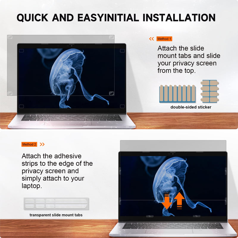 Laptop Privacy Screen 15.6 Inch Compatible with HP/ Dell/ Acer/ Samsung/Asus/ Lenovo/Toshiba, Removable 16:10 Aspect Privacy Filter Screen Protector for 15.6 Inch Laptop, Anti Glare Blue Light Laptop 15'' Privacy Screen (16:10)