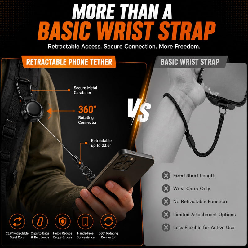 2 Pack Phone Lanyard Theft Strap Tether Generic Pickpocket Accessories Retractable Proof Tab Clip Chain Holder Cable Lock Cellphone Wrist Hiking Fishing Carabiner Travel Backpack Trail Ski Belt Black