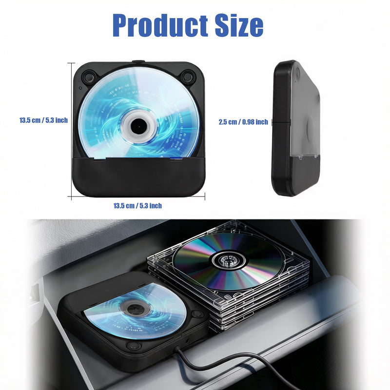 CD Player for Car, External Portable Car CD Players with USB/AUX Adapter | Universal USB CDs Player with Remote Control for Vehicle Laptop TV Computer for Android 4.4 and Above | Black