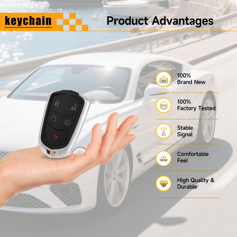 2 Pcs Smart Key Fob Replacement Fits for Cadillac ATS CTS Escalade SRX XTS 2014 2015 2016 2017 Car Keyless Entry Control Remote HYQ2AB 315Mhz