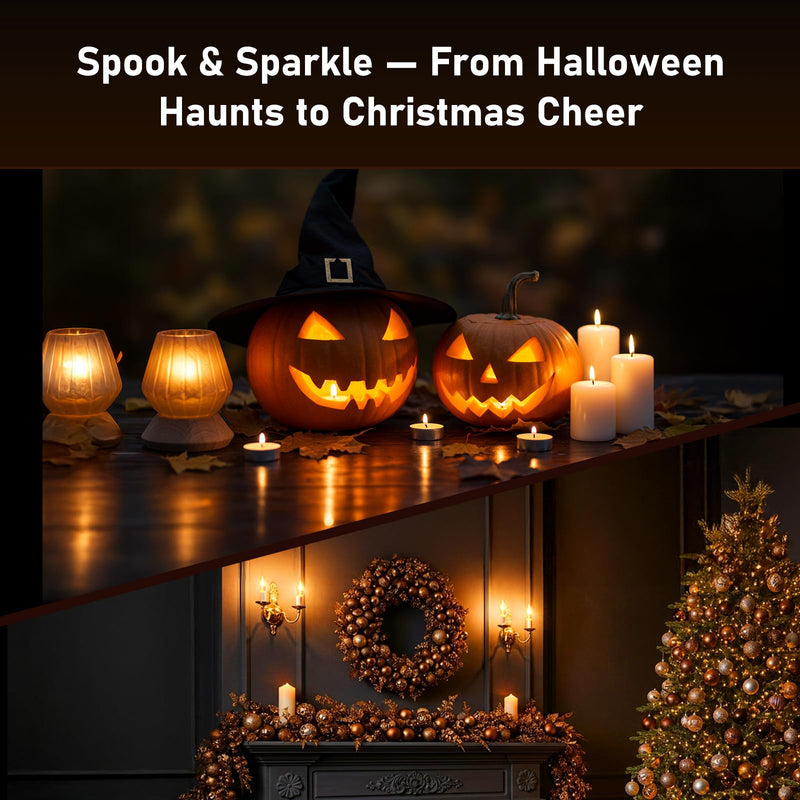 Hompavo Flickering Flame Light Bulbs E26 3W, 4 Pack | Realistic Fire Effect, Glass Bulb, Halloween Christmas Decor, Indoor/Outdoor Use