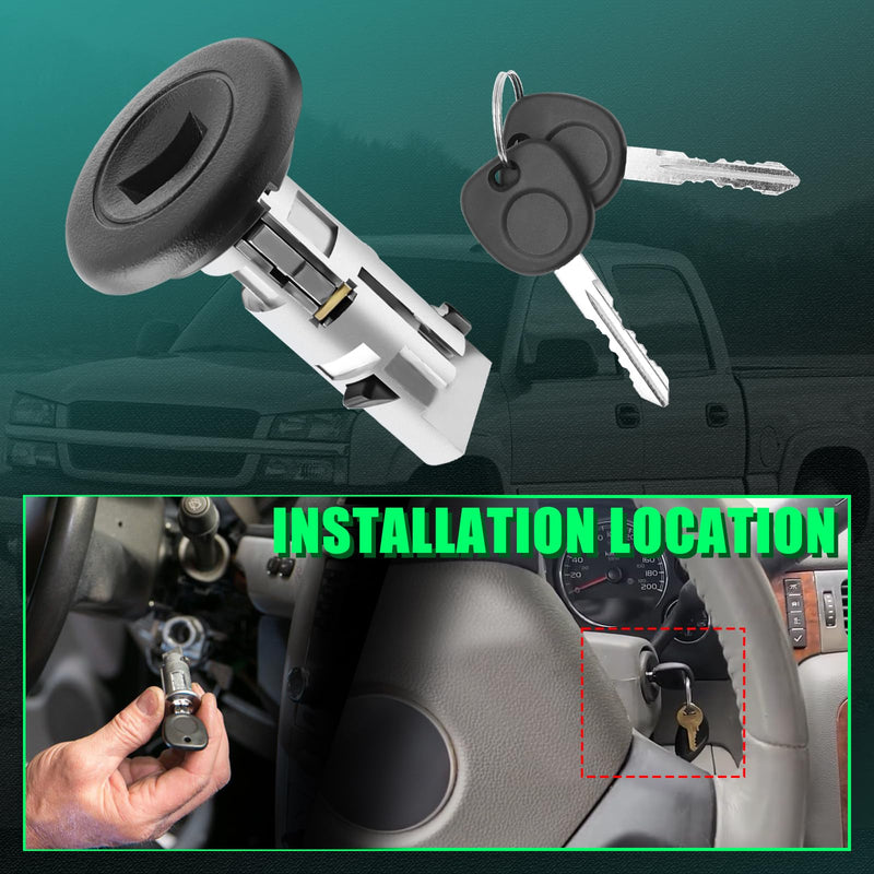 Ignition Lock Cylinder Switch with Keys for 2002-2009 Avalanche Express Silverado Suburban Trailblazer Tahoe, GMC Savana Yukon Envoy Sierra, Buick Starter Switch Replace US-312L D1469G