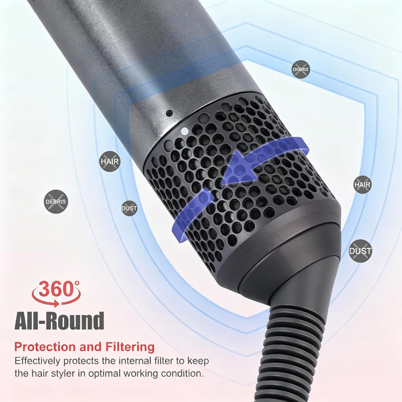 Outer Filter Cage Cover with Cleaning Brush Compatible with Dyson Airwrap HS01 HS05, Strainer Magnetic Filter Replacement Parts 969758-06 969760-01 Dark Grey