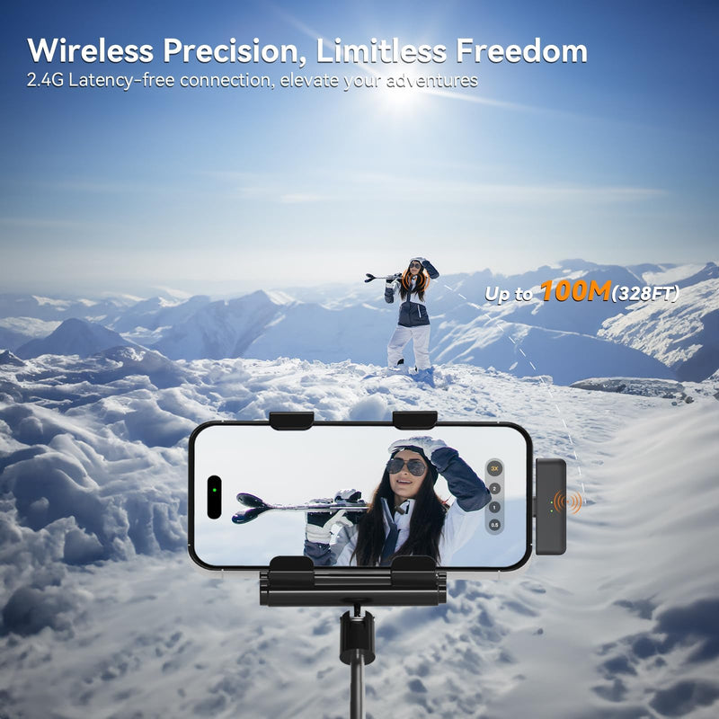 LEVN Wireless Microphone for iPhone/Android/PC, USB-C/Lightning Plug & Play, AI Noise Cancel, 328ft Range, 30H Battery Life with Charging Case, iPhone Microphone for TikTok, YouTube, Vlogging Black