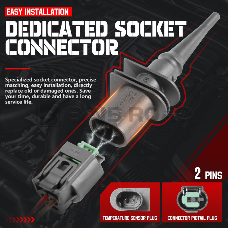 Ambient Outside Air Temperature Sensor with Connector Pigtail Plug 65816936953/65816905050 + 61132359999 Compatible with BMW E46 E39 E38 X3 X5 Z4 1 3 4 5 6 7 Series 2 Sensor+Connector Wire