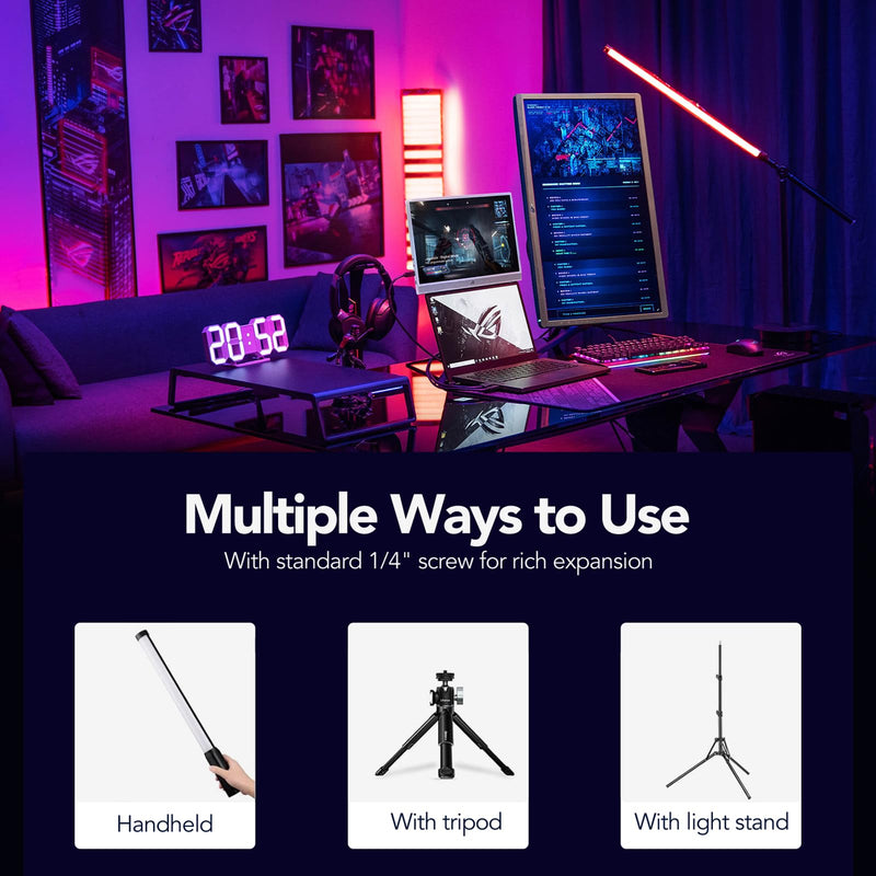NA430 PRO RGB Light Wand Video Selfie Handheld Light Stick APP Control 2500k-9900K 24 Effects 2600mAh Rechargable for Photography Studio (NA430 PRO) NA430 PRO