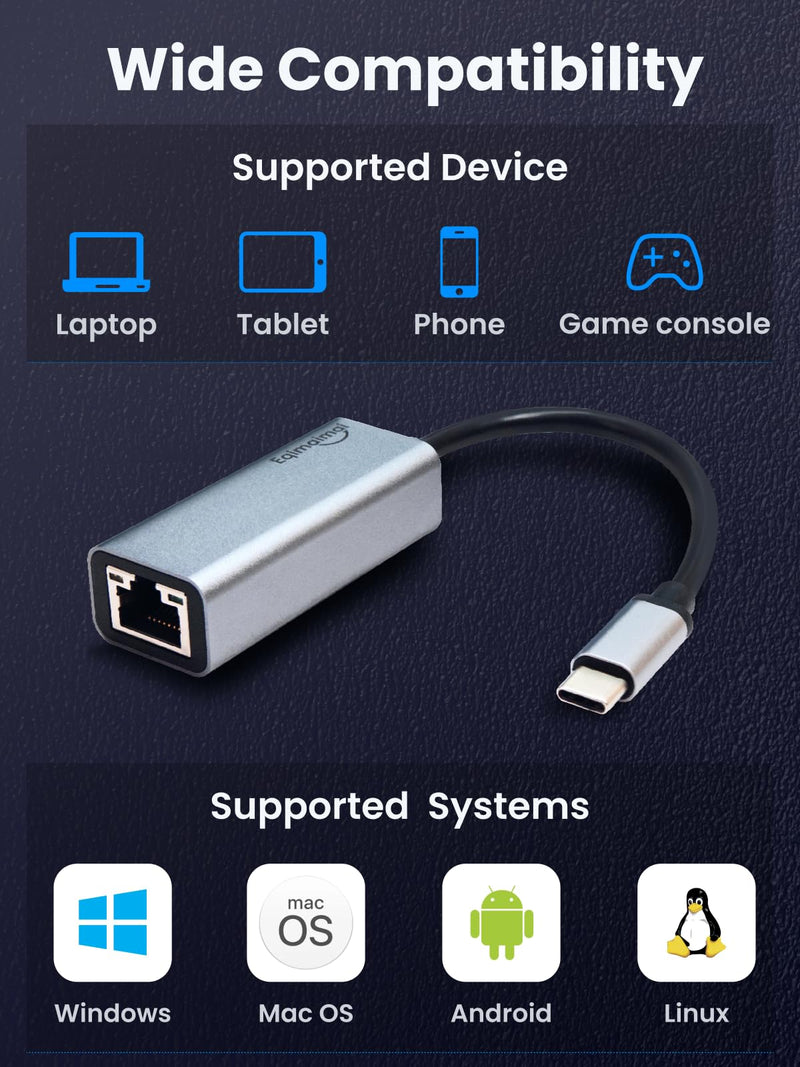 ethernet to USB c Network Adapter with gigabit,Ideal ubsc ethernet Adapter for MacBook Air,MacBook pro,for iPad 10th,Dell XPS,Chromebook,Surface USB C to Ethernet Adapter